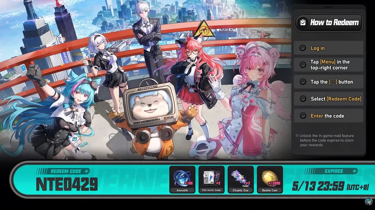 NTE redeem code NTE0429 — Neverness to Everness Version 1.0 free rewards