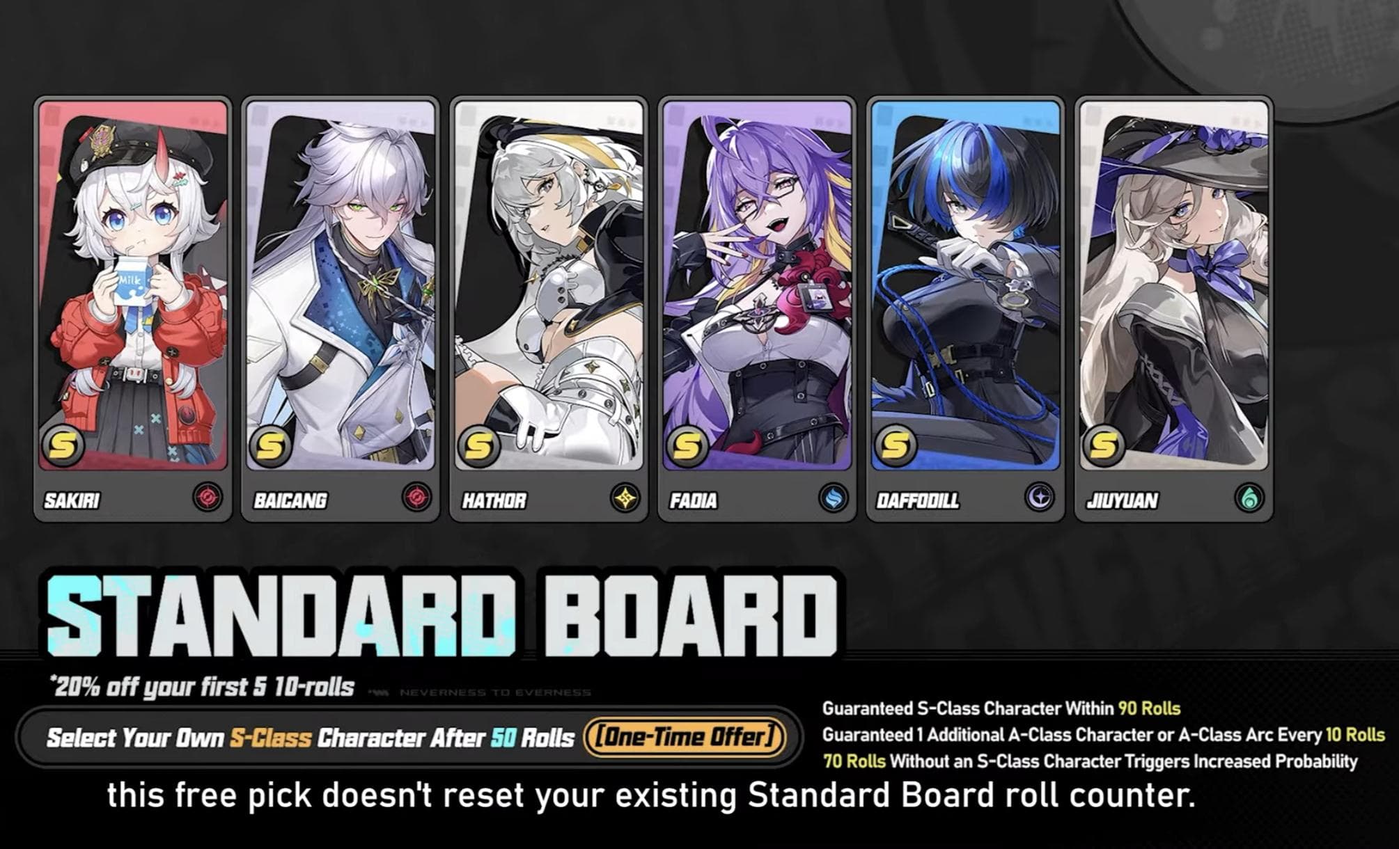 NTE Standard Selector: pick one free 5-star character after 50 pulls in Neverness to Everness