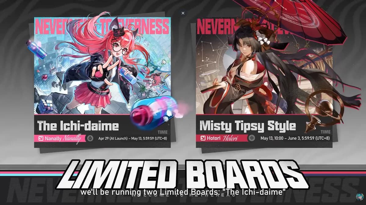 NTE Version 1.0 Limited Boards — Nanally The Ichi-daime and Hotori Misty Tipsy Style banners