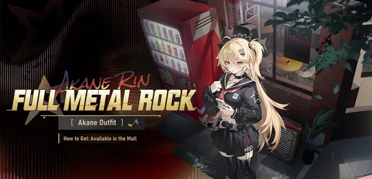 Akane Rin's Full Metal Rock outfit card in NTE 1.4, marked as available in the Mall