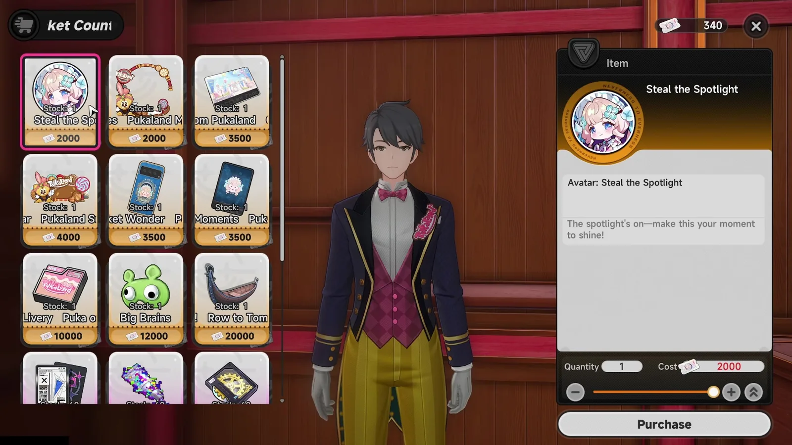 NTE Star Ticket Counter cosmetics: Steal the Spotlight avatar 2,000, Pocket Wonder phone case 3,500, Big Brains 12,000 and Row to Tomorrow! 20,000 Puka Stars